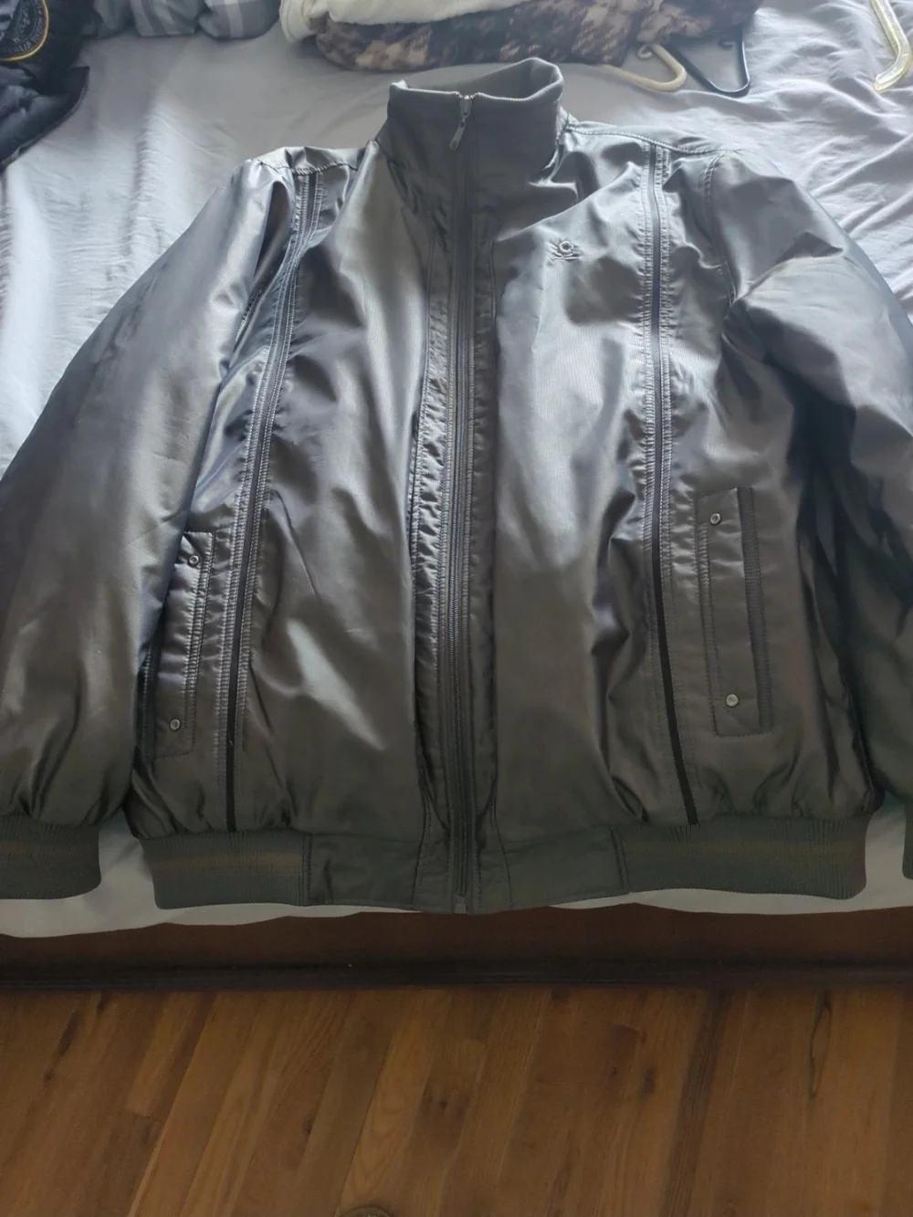 Men's Gray Full-Zip Bomber Jacket